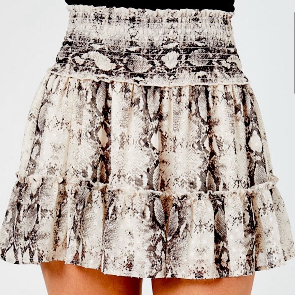 Altar’d State Ruffle Snake Print Skirt
